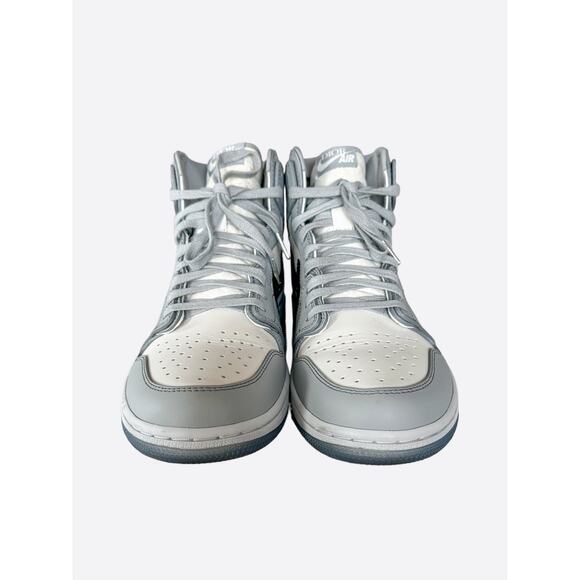 Dior Air Jordan Grey & White Oblique High Top Sneakers - Picture 2 of 10